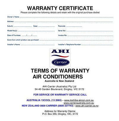 Product Material Warranty Certificate