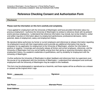 Reference Credit Checking Consent Authorization Form