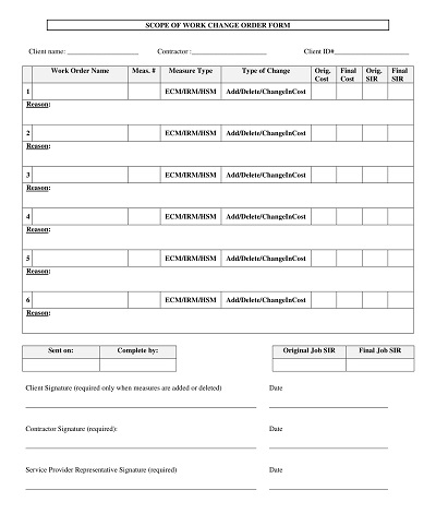 Sample Work Change Order Form PDF