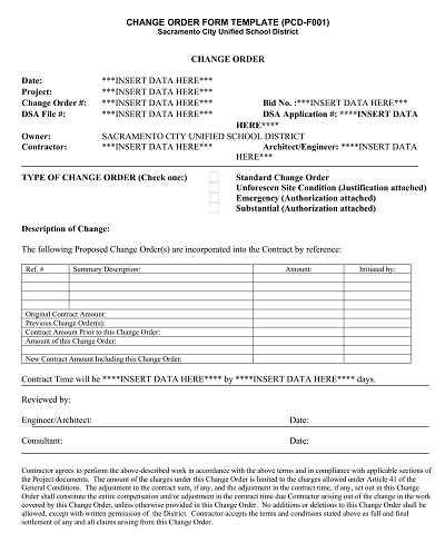 Simple Document for Change Order Form