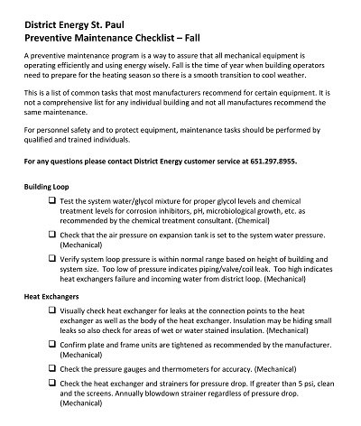 Simple Preventive Maintenance Checklist