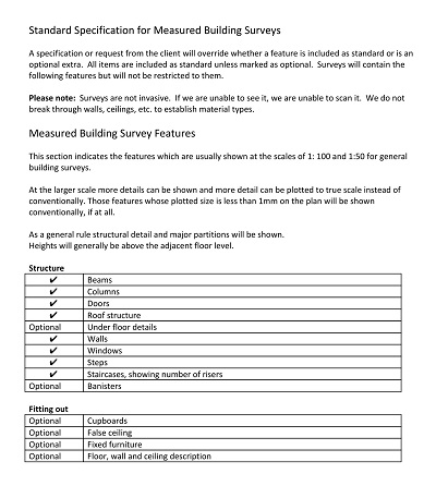 Specification for Measured Building Survey