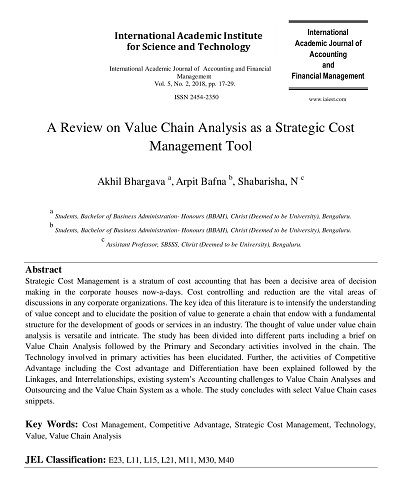 Strategic Cost Value Chain Analysis Example