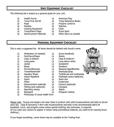 Unit Equipment Checklist Template