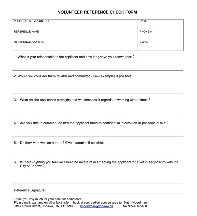 Volunteer Reference Check Form