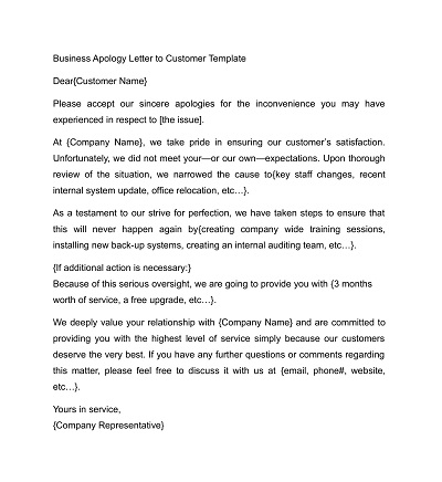 Apology Letter Templates to Customer