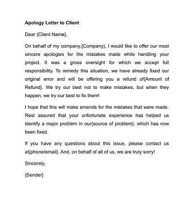 Apology Letter to Client Sample