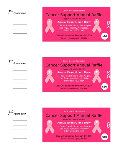 Cancer Raffle Ticket Template