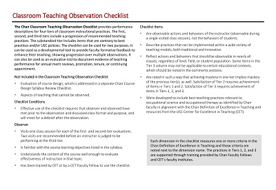 Classroom Teaching Observation Checklist