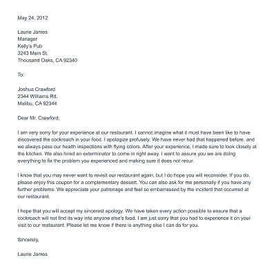 Complaint Apology Letter Template