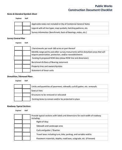 Construction Document Checklist Template