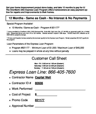 Customer Loan Call Sheet