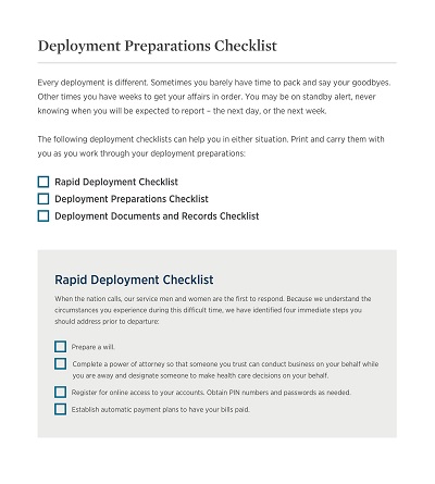 Deployment Preparations Checklist Template