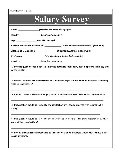 Editable Salary Survey Template