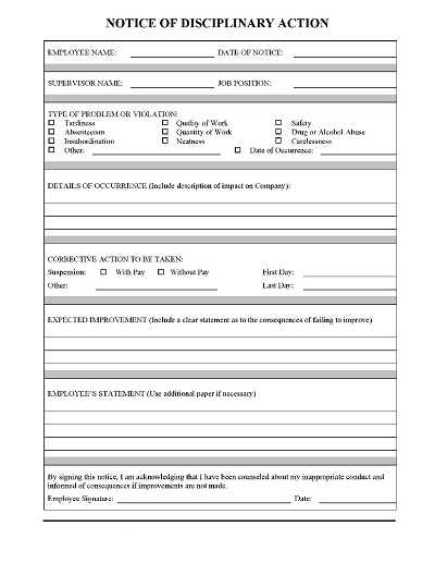 Employee Write Up Form Sample PDF