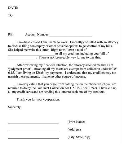 Judgmental Proof of Income Letter Template