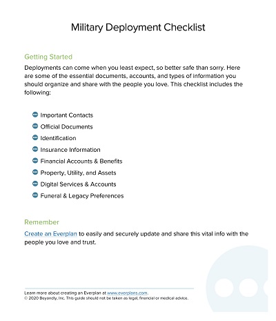 Military Deployment Checklist Template