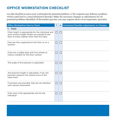 Office Work Station Checklist Template