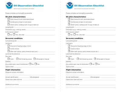 Oil Observation Checklist Template