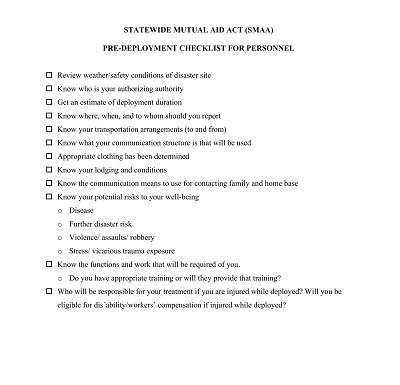 Personnel Pre-Deployment Checklist Template