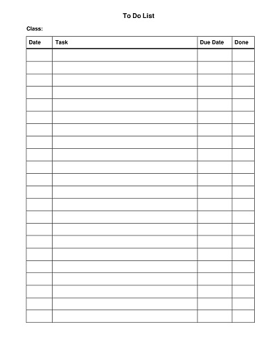 Printable Task Checklist Template
