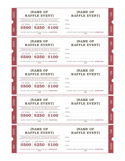 Raffle Ticket Prices Template