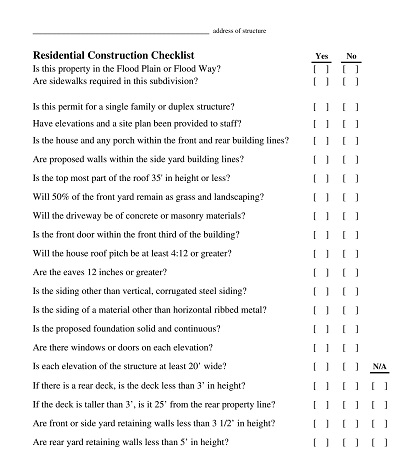Residential Construction Checklist Template