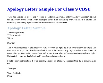 Sample Apology Letter for Class
