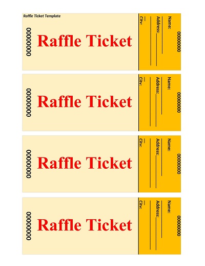 Sample Raffle Ticket Template