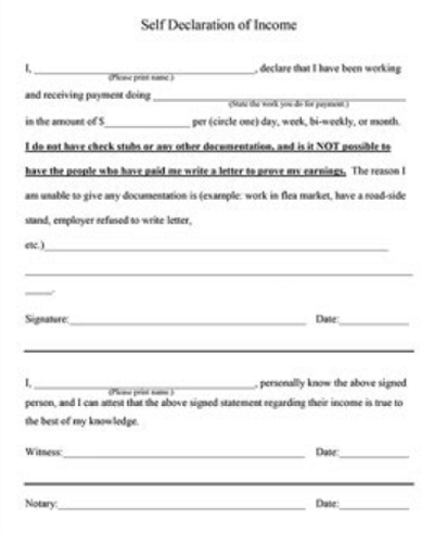 Self Declaration of Income Letter Template
