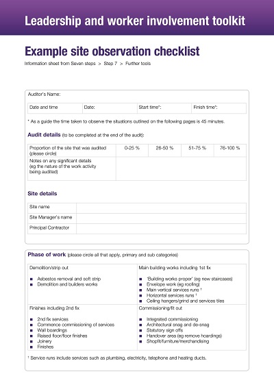 Site Observation Checklist Template
