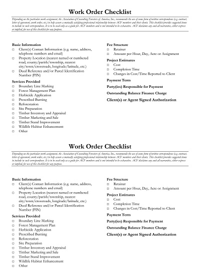 Social Work Order Checklist Template