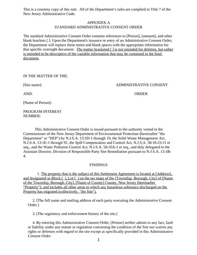 Administrative Consent Order Template