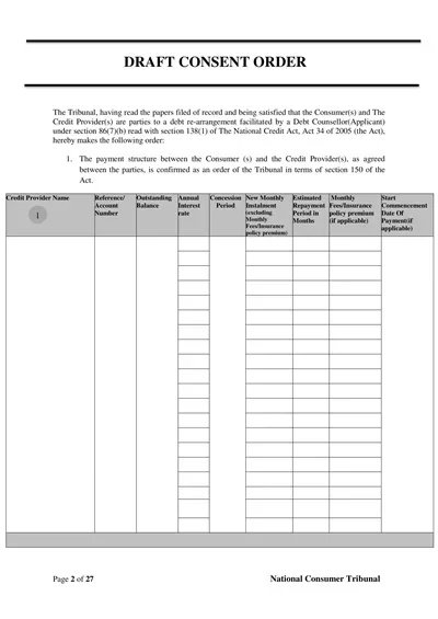Draft Consent Order Template