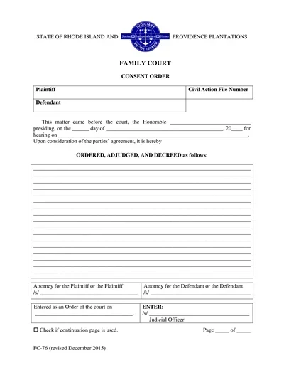 Family Court Consent Order Template