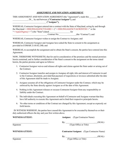 Assignment And Novation Agreement Template