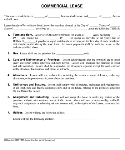 Commercial Land Lease Agreement Template