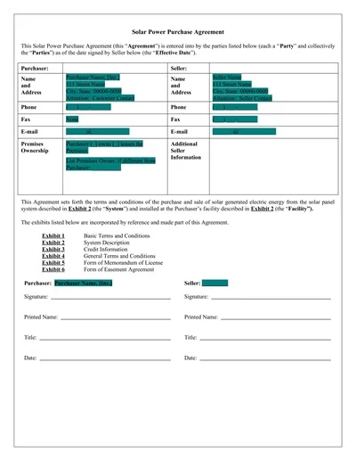 Commercial Power Purchase Agreement Template