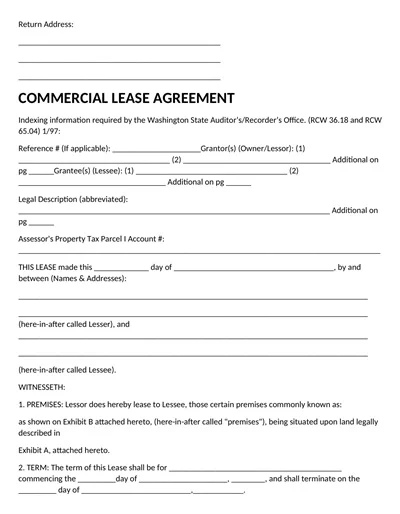 Editable Commercial Lease Agreement Template