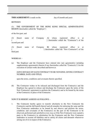 Government Novation Agreement Template