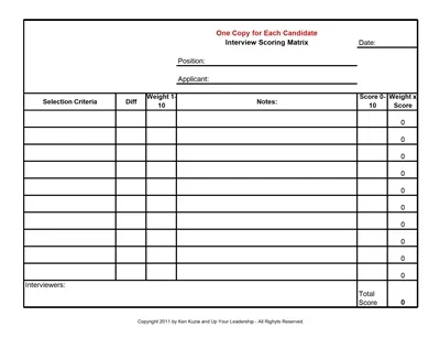 Interview Score Sheet Template Excel