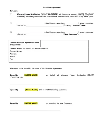 Novation Agreement Example PDF