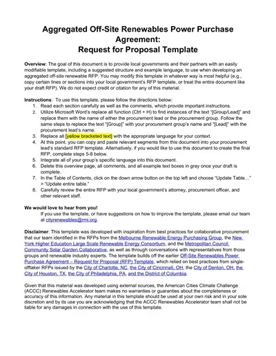 Off-Site Renewables Power Purchase Agreement Template