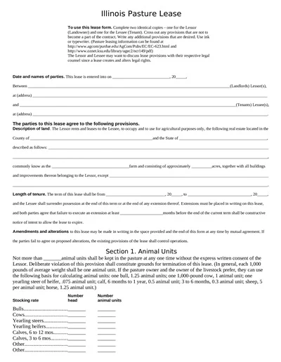 Pasture Lease Agreement Document