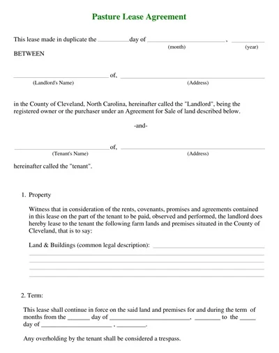 Pasture Lease Agreement Form PDF