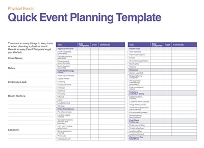 Quick Event Marketing Timeline Template
