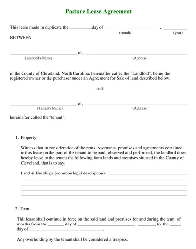 Simple Pasture Lease Agreement