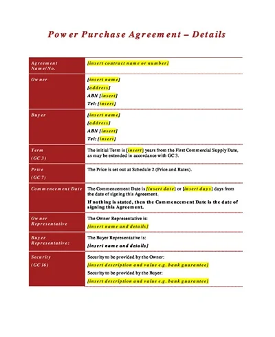 Simple Power Purchase Agreement Template