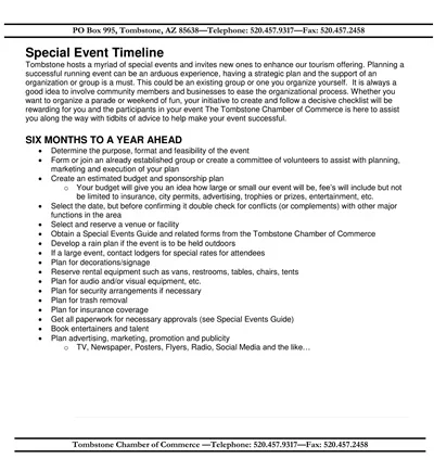 Special Event Marketing Timeline